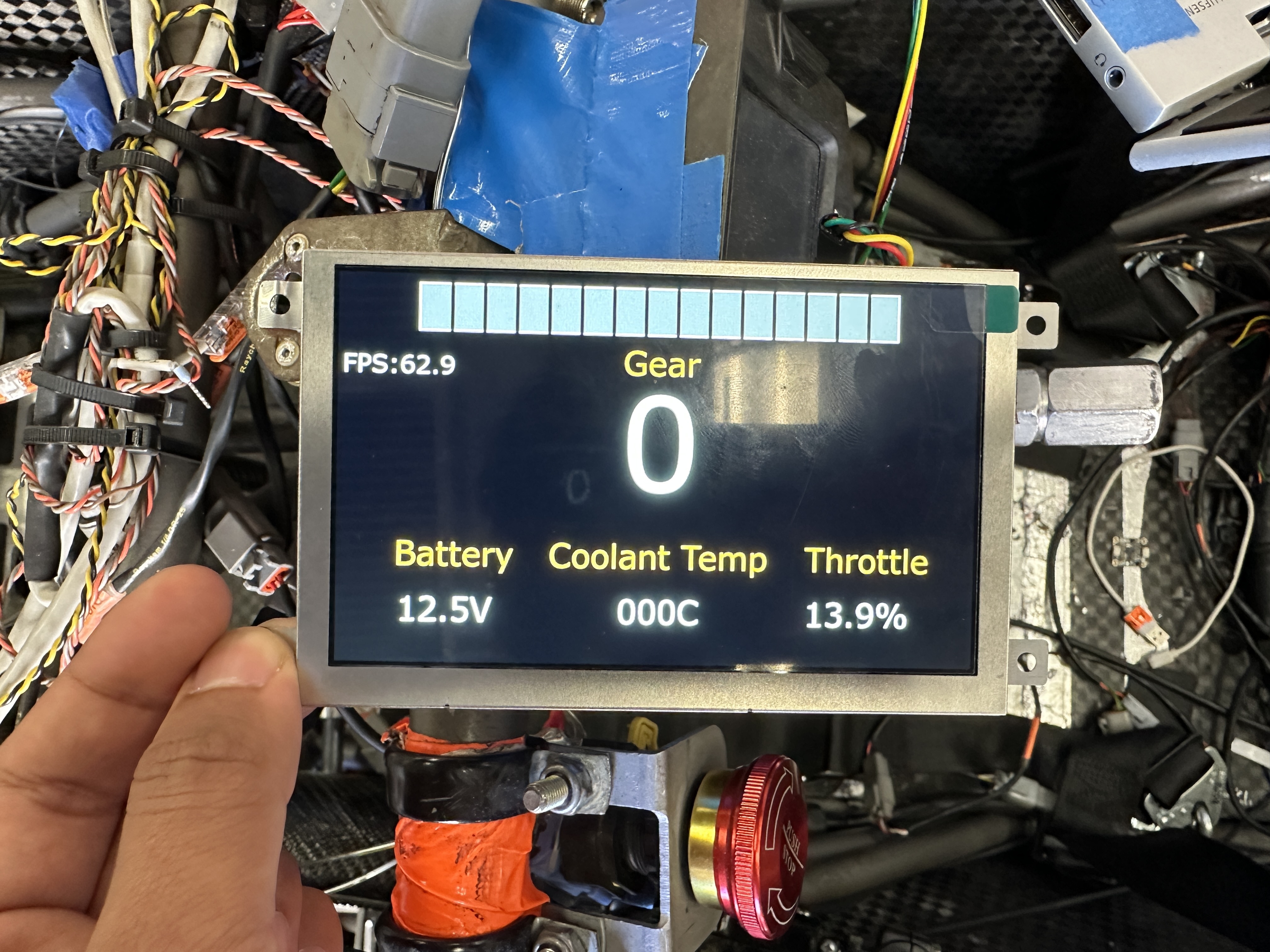 the driver display plugged into the car