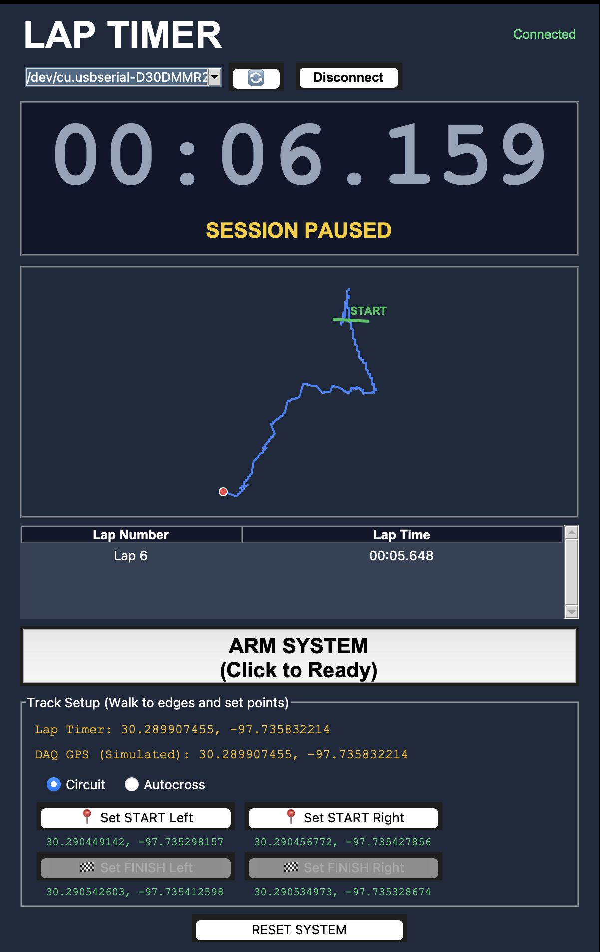 lap timer UI